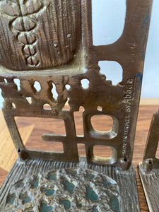MCM Brutalist Brass Medical Bookends by Abada of Israel- Cook Street Vintage