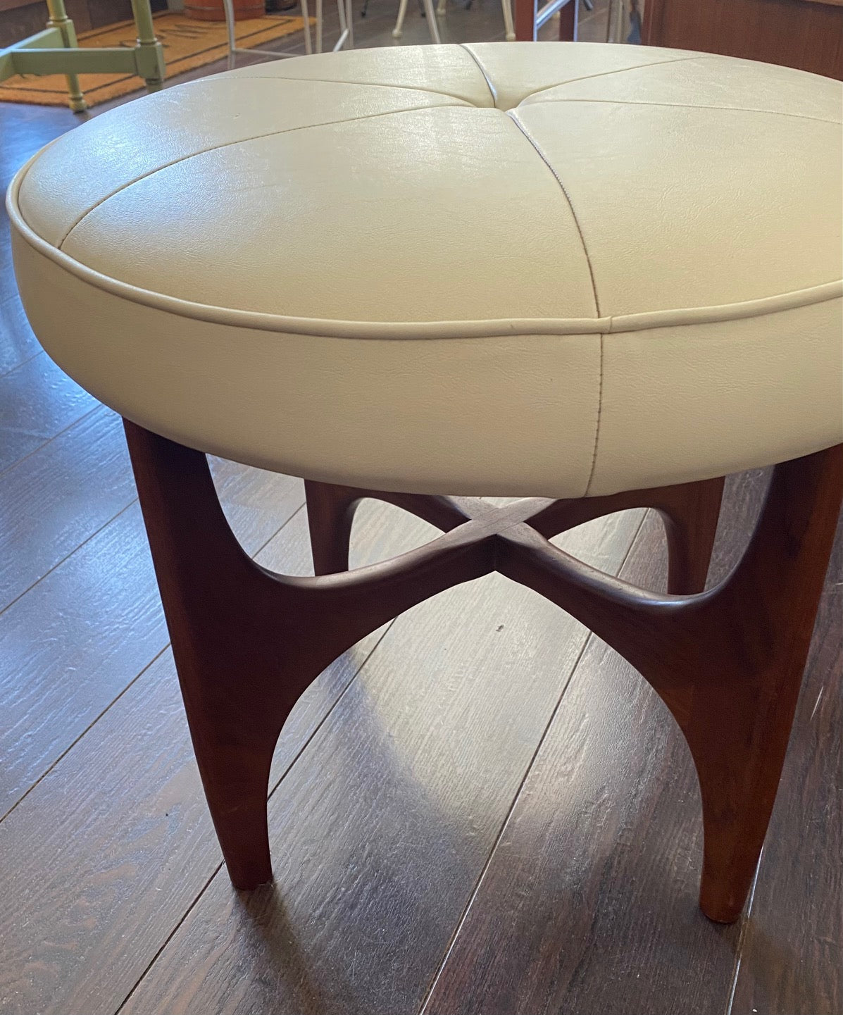 Fabulous MCM Ottoman with Sculptural Base- Cook Street Vintage