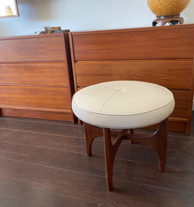 Fabulous MCM Ottoman with Sculptural Base with teak dressers- Cook Street Vintage