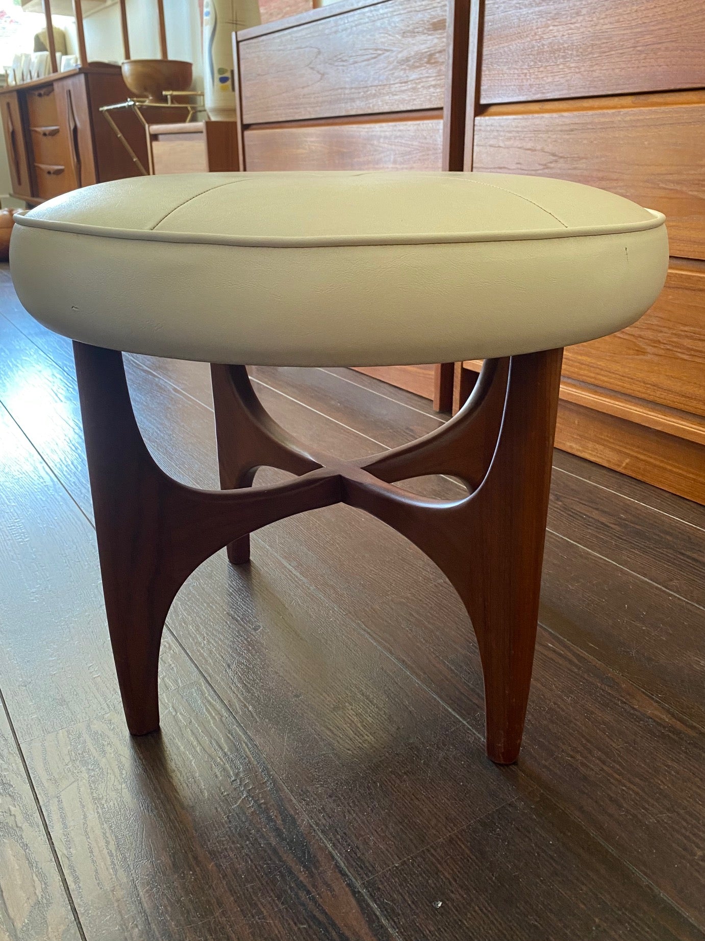 Fabulous MCM Ottoman with Sculptural Base- Cook Street Vintage