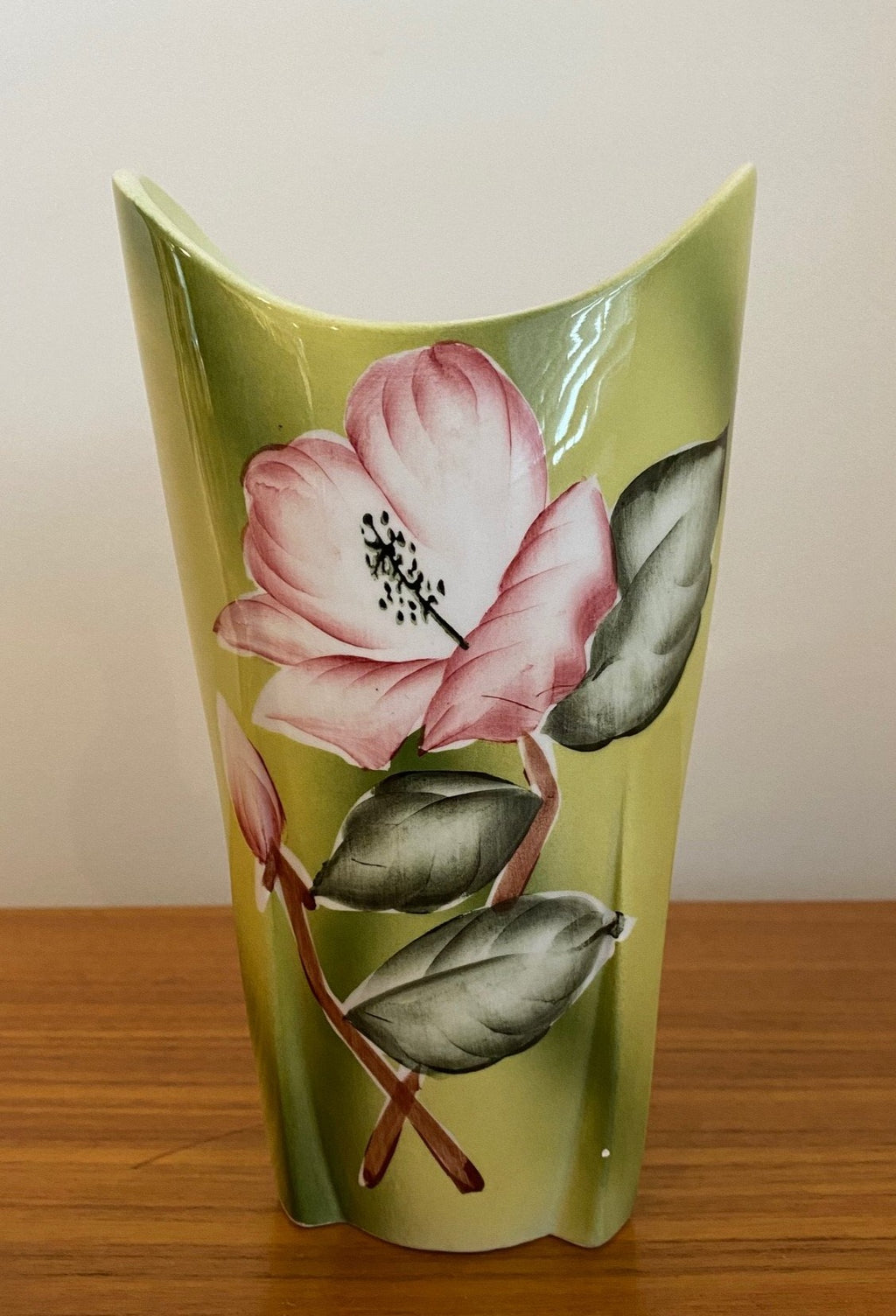 Chartreuse Green Art Glass Vase Made in Japan - Cook Street Vintage