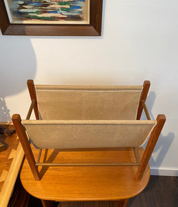 Small MCM Teak Magazine Rack with Canvas Sleeve- Cook Street Vintage