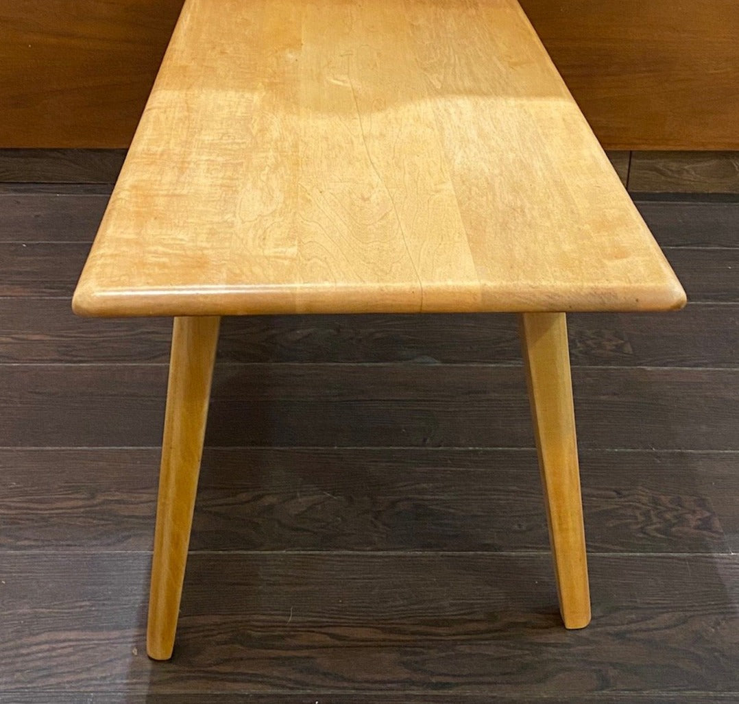 Gorgeous MCM maple coffee table with midcentury vibe. Solid tapered legs and top. Made in Canada - Cook Street Vintage