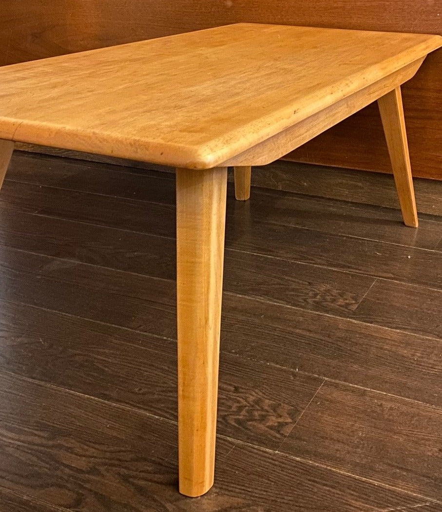Gorgeous MCM maple coffee table with midcentury vibe. Solid tapered legs and top. Made in Canada - Cook Street Vintage