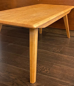 Gorgeous MCM maple coffee table with midcentury vibe. Solid tapered legs and top. Made in Canada - Cook Street Vintage