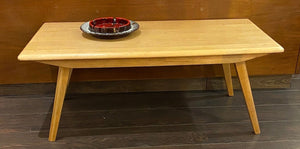 Gorgeous MCM maple coffee table with midcentury vibe. Solid tapered legs and top. Made in Canada - Cook Street Vintage