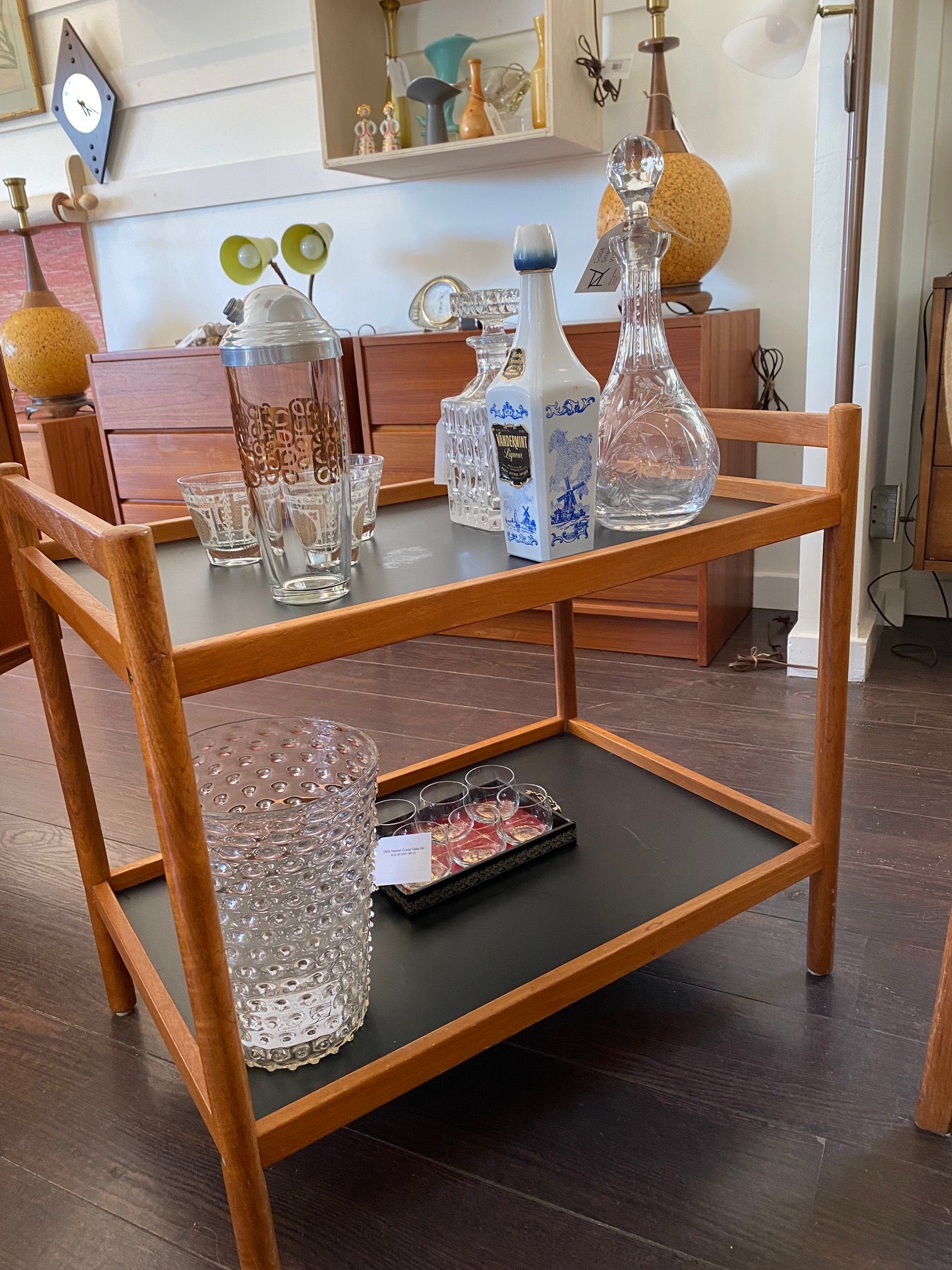 Dyrlund Teak Bar Side Bar with Black Formica- Cook Street Vintage