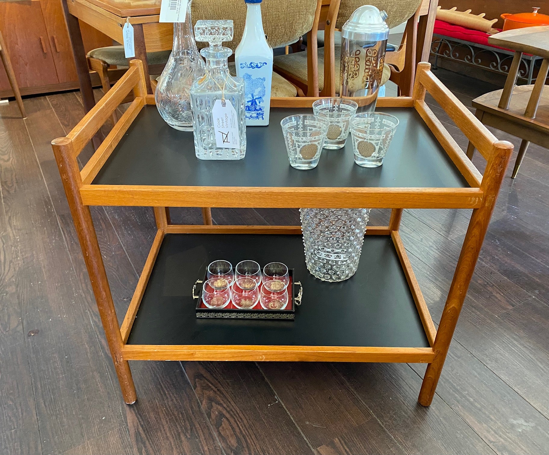 Dyrlund Teak Bar Side Bar with Black Formica- Cook Street Vintage