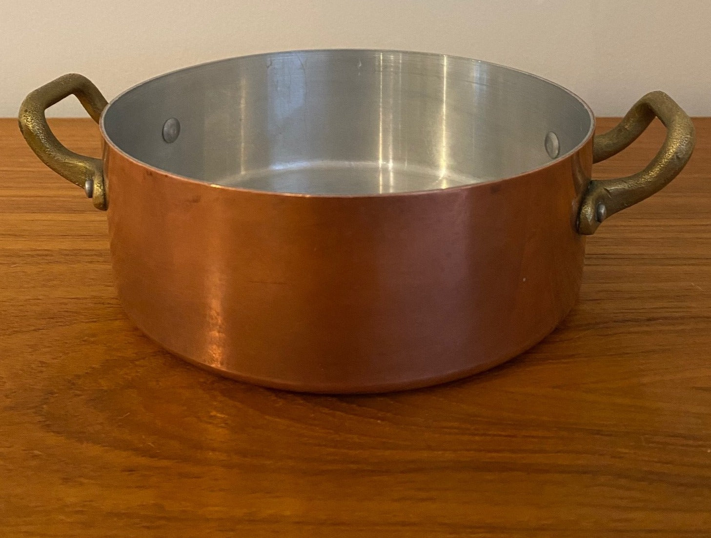 Small Copper Sauce Pan with Brass Handles- Cook Street Vintage