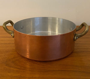 Small Vintage Copper Pot with Brass Handles- Cook Street Vintage