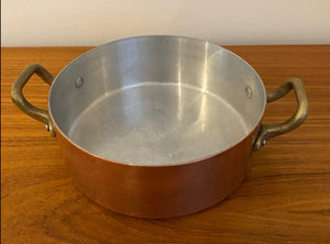 Small Copper Sauce Pan with Brass Handles- Cook Street Vintage