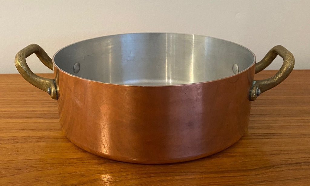 Small Copper Sauce Pan with Brass Handles- Cook Street Vintage