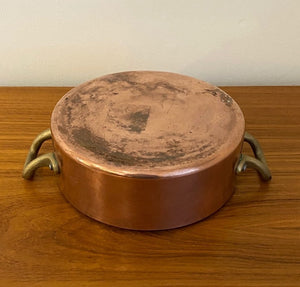 Small Vintage Copper Pot with Brass Handles- Cook Street Vintage