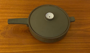 Denby 'Camelot' dark green chevron design sauce pan. Marked Denby England 2 Pt. No marks or chips - Cook Street Vintage