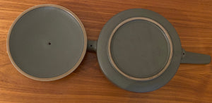 Denby 'Camelot' dark green chevron design sauce pan. Marked Denby England 2 Pt. No marks or chips - Cook Street Vintage
