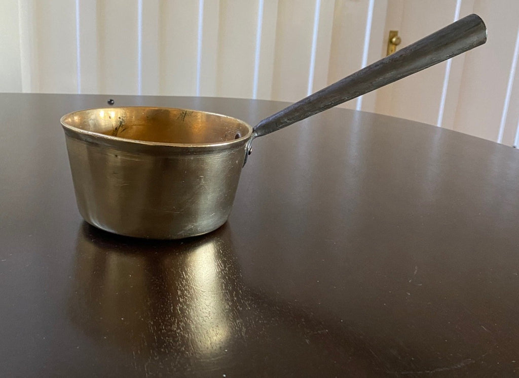 Antique Brass Sauce Pan with Forged Iron Handle- Cook Street Vintage