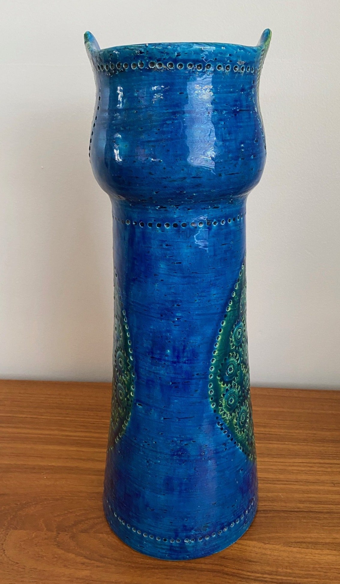 Glazed Bitossi "Gufo" Owl Ceramic Candle Holder Sculpture- Cook Street Vintage