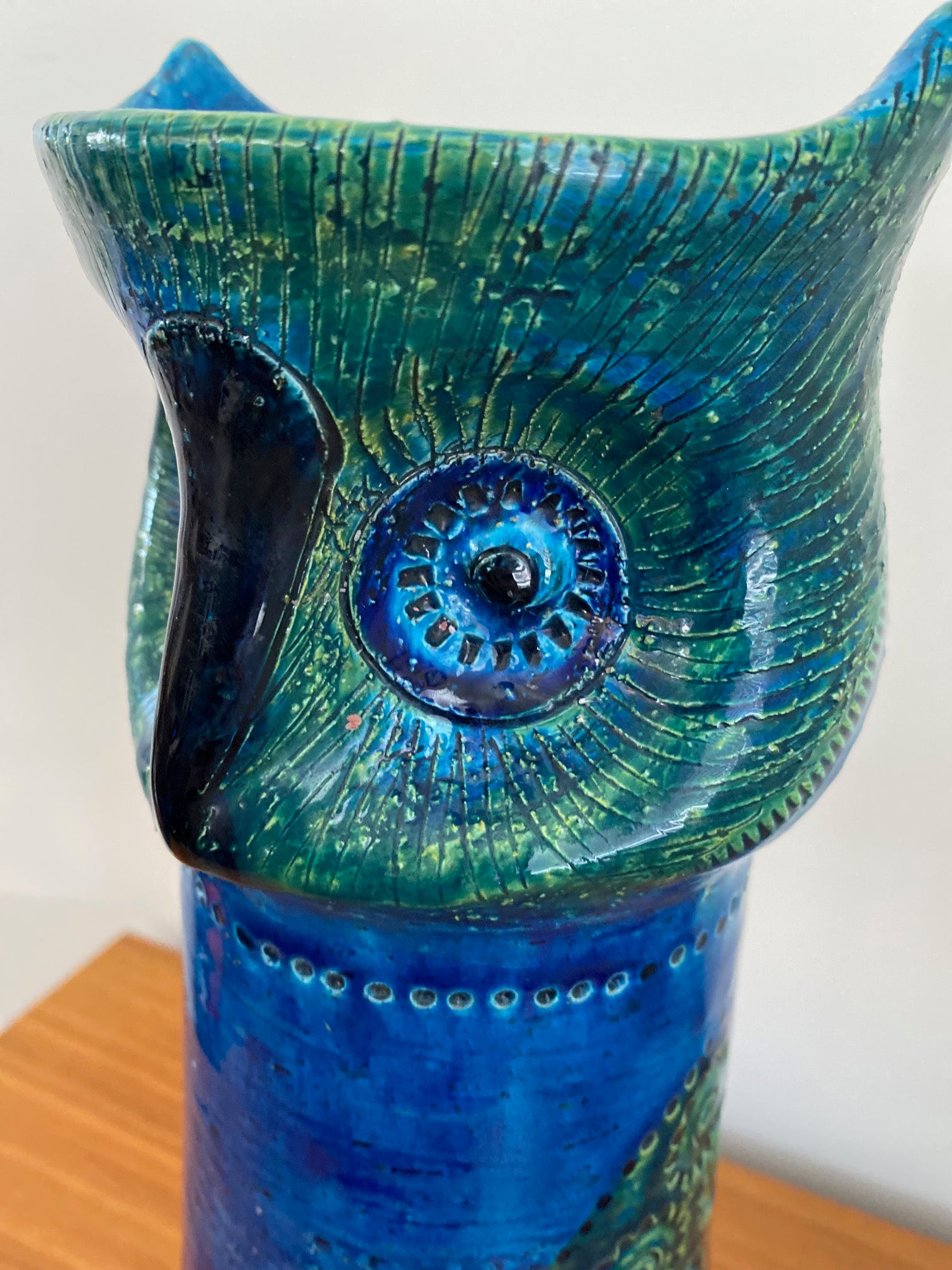 Glazed Bitossi "Gufo" Owl Ceramic Candle Holder Sculpture with small chip under left eye- Cook Street Vintage