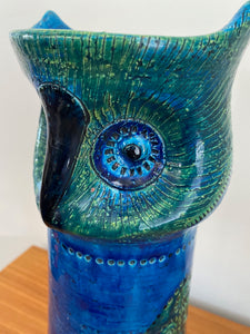 Glazed Bitossi "Gufo" Owl Ceramic Candle Holder Sculpture with small chip under left eye- Cook Street Vintage
