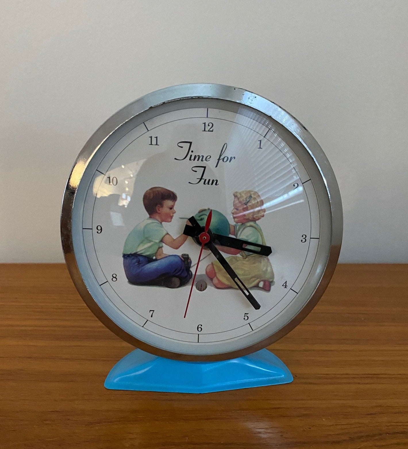 Time for Fun Dick and Jane wind up clock- Coo Street Vintage