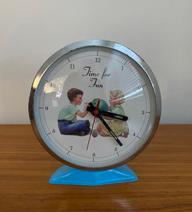 Time for Fun Dick and Jane wind up clock- Coo Street Vintage