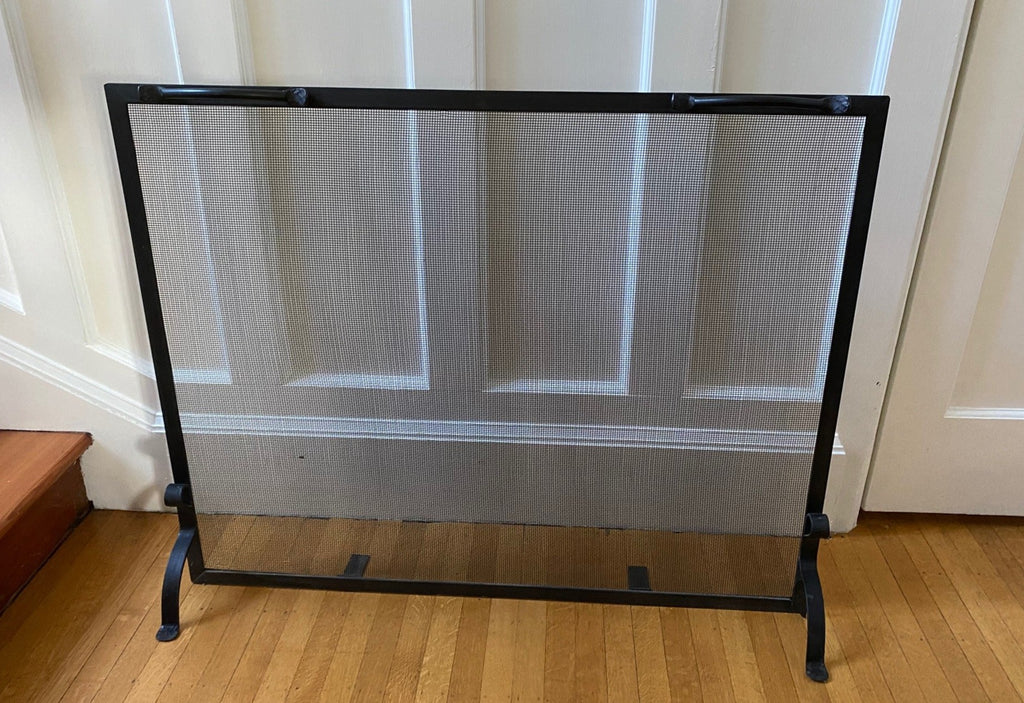 Black metal vintage fireplace screen- Cook Street Vintage