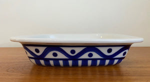 Dansk International Designs Arabesque Square Baking Dish in Blue &White - Cook Street Vintage
