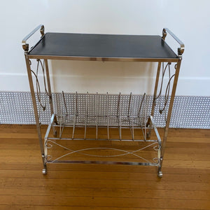 Vintage Metal Bench with Vinyl Record Holder- Cook Street Vintage