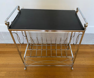 Vintage Metal Bench with Vinyl Record Holder- Cook Street Vintage