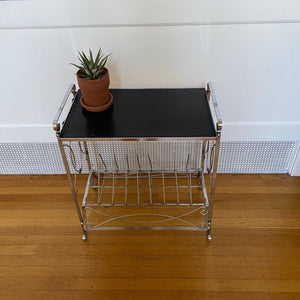 Vintage Metal Bench with Vinyl Record Holder- Cook Street Vintage