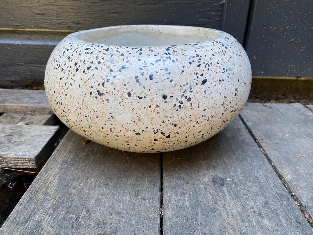 LOvely round vintage terrazzo planter- Cook Street Vintage