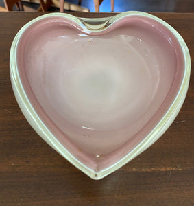 Unsigned Italian Heart Shaped Encased Glass Dish Attributed to Barbini- Cook Street Vintage