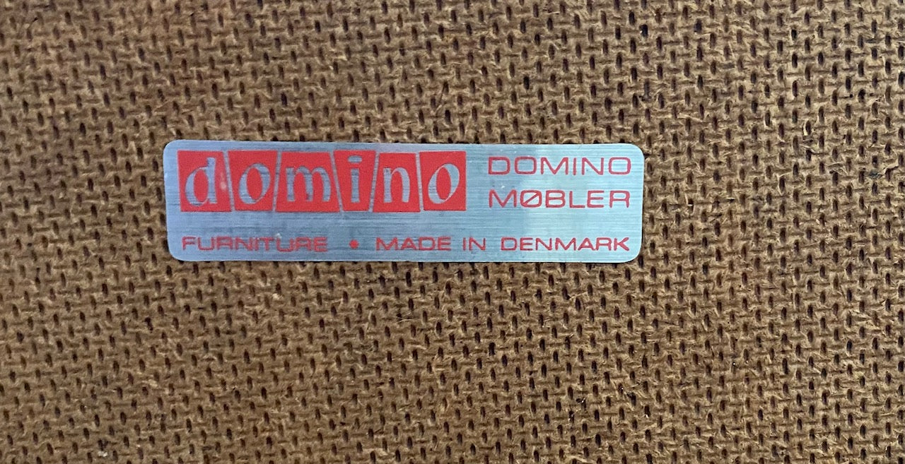 Label for MCM Danish Teak Cabinet by Domino Møbler- Cook Street Vintage