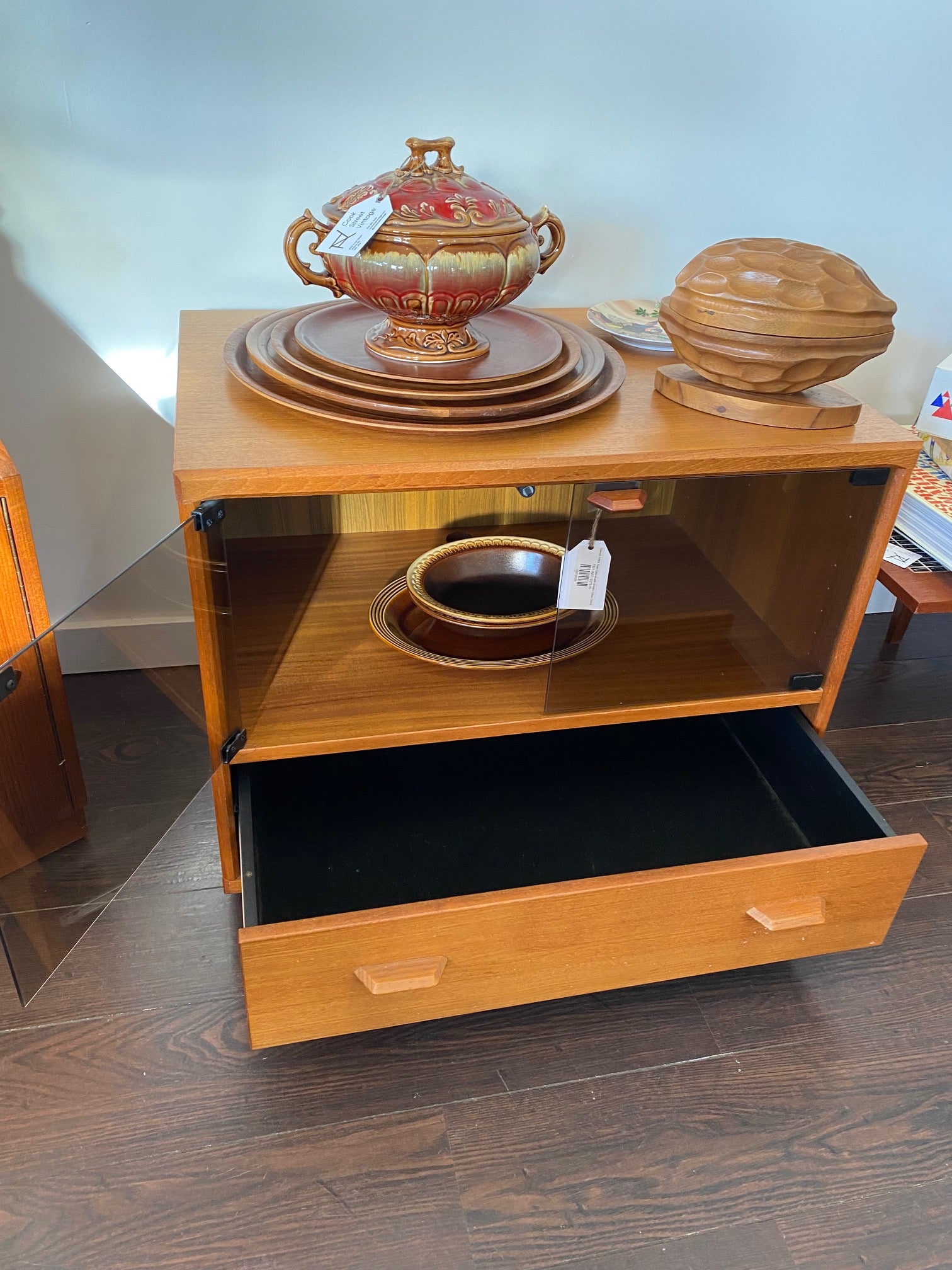 Danish 1990s Teak Cabinet with Smoke Glass Doors- Cook Street Vintage