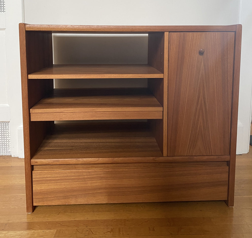 Vintage Teak Stereo Cabinet with Pull Out Shelf - Cook Street Vintage