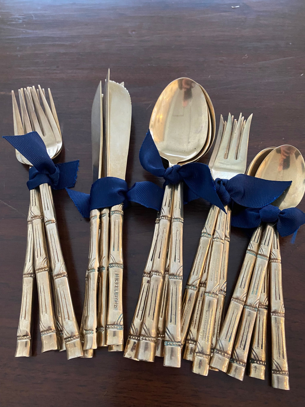 Nickle Bronze Bamboo in Brass Cutlery Set for 4- Cook Street Vintage
