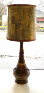 Tall Midcentury Livingroom Lamp with Retro Geometric Pattern- Cook Street Vintage