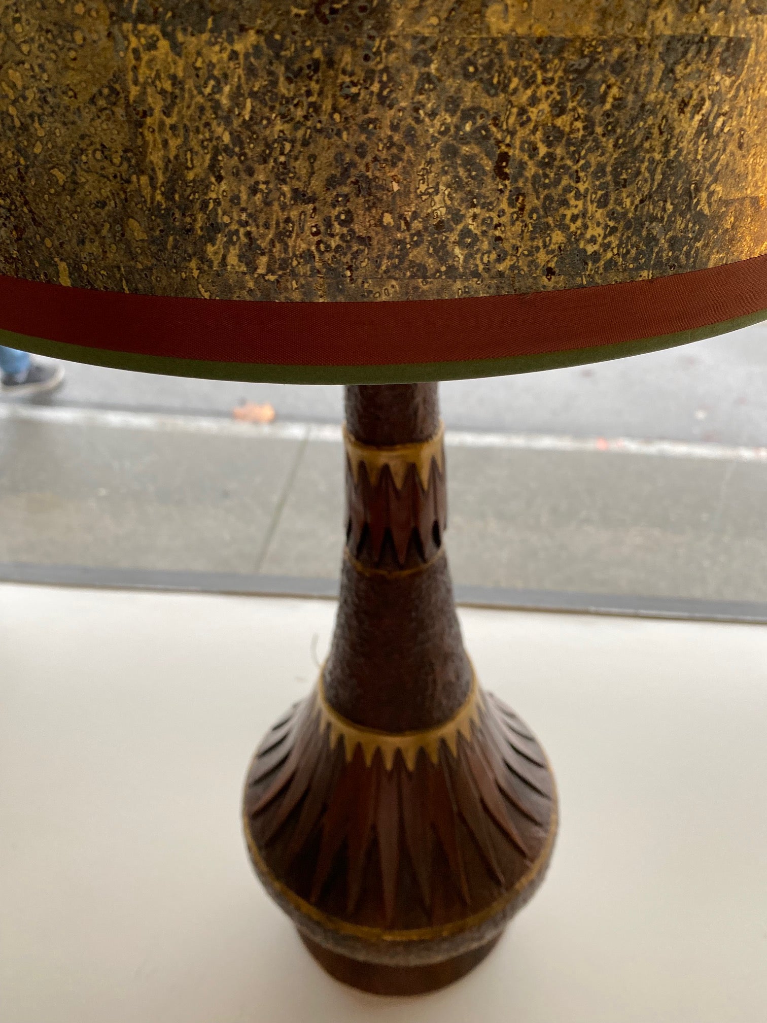 Tall Midcentury Livingroom Lamp with Retro Geometric Pattern- Cook Street Vintage
