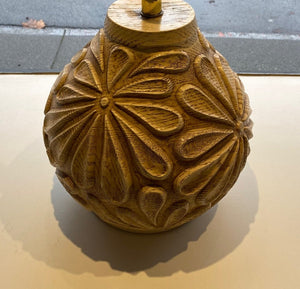 Vintage daisy carved table lamp- Cook Street Vintage