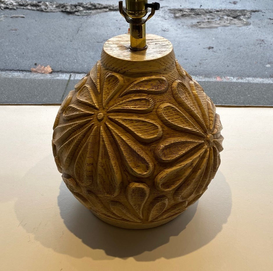 Vintage daisy carved bedroom lamp-Cook Street Vintage
