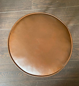 Vintage Ottoman with Brown Vinyl Cover- Cook Street Vintage