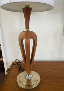 Vintage Walnut and Brass Table Lamps- Cook Street Vintage