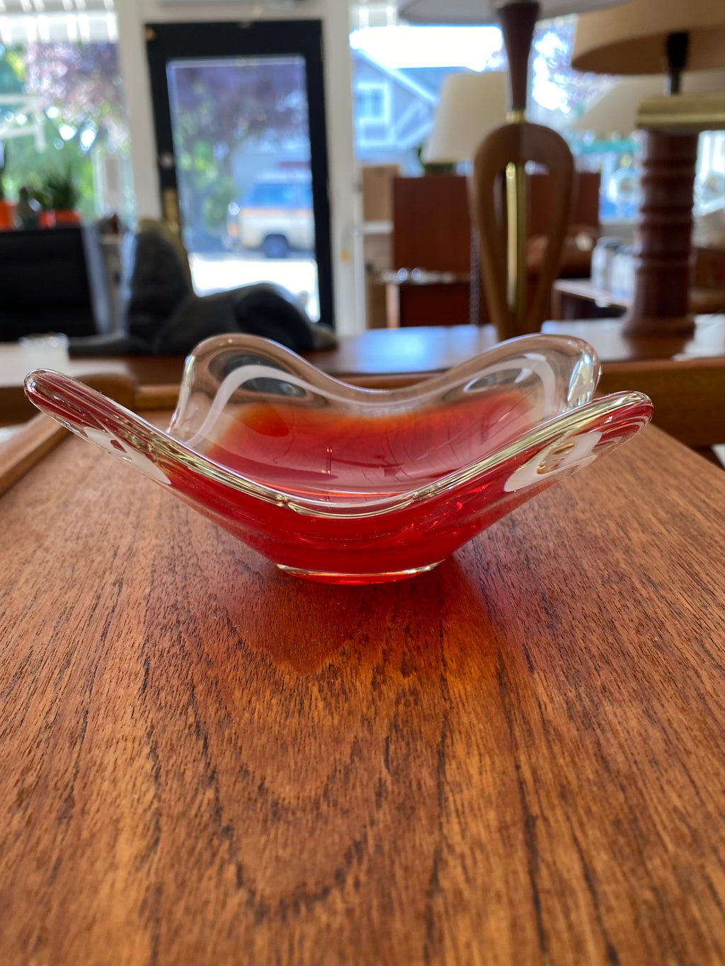 Flygsfors Coquille Red with White Dish by  Paul Kedelv- Cook Street Vintage