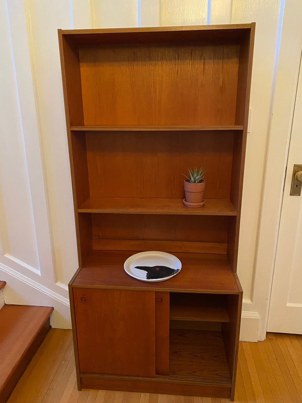 MCM Teak Bookshelf with Lower Cabinet made in Sweden- Cook Street Vintage