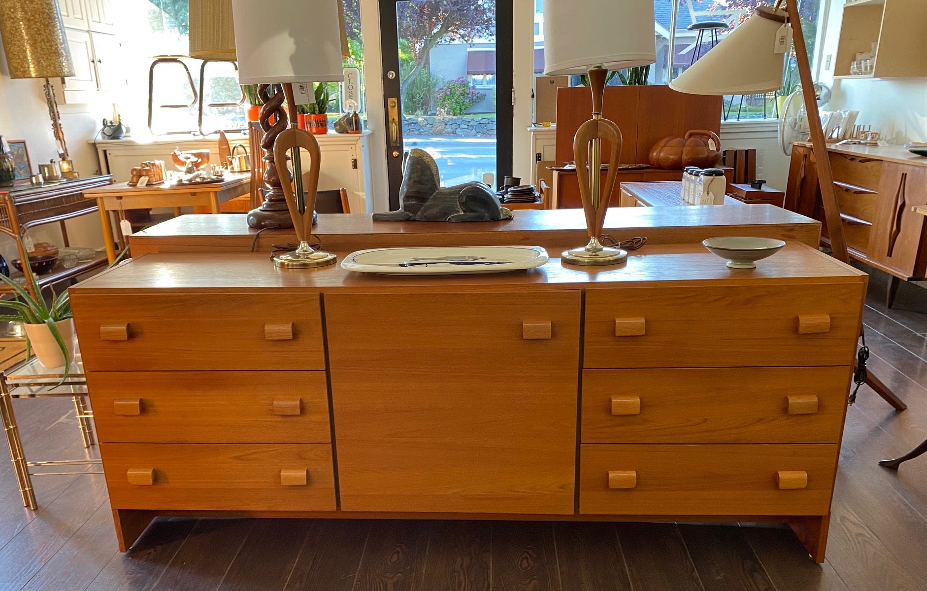 MCM Teak Dresser with Sculpted Wood Pulls