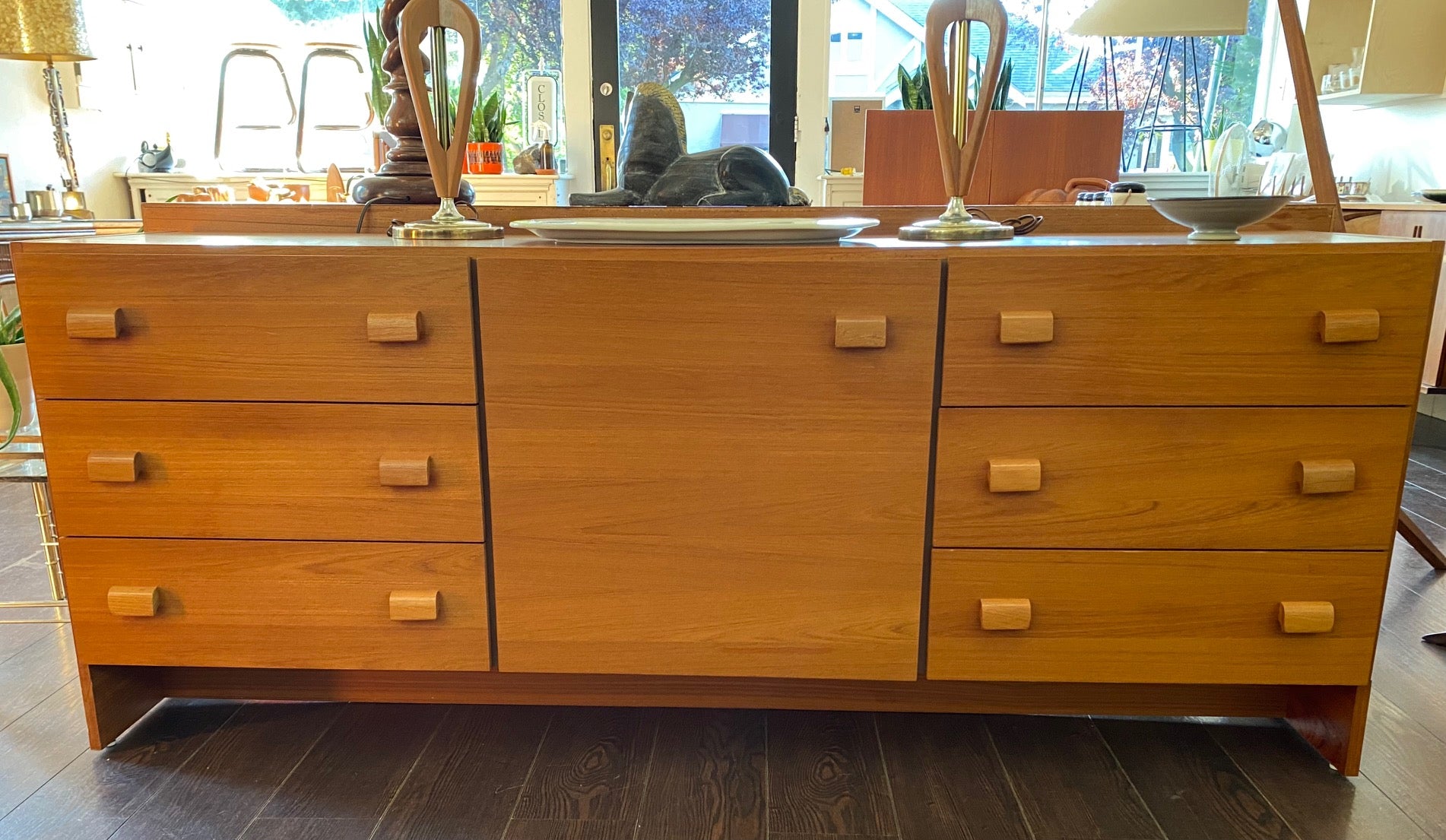 MCM Teak Dresser with Sculpted Wood Pulls