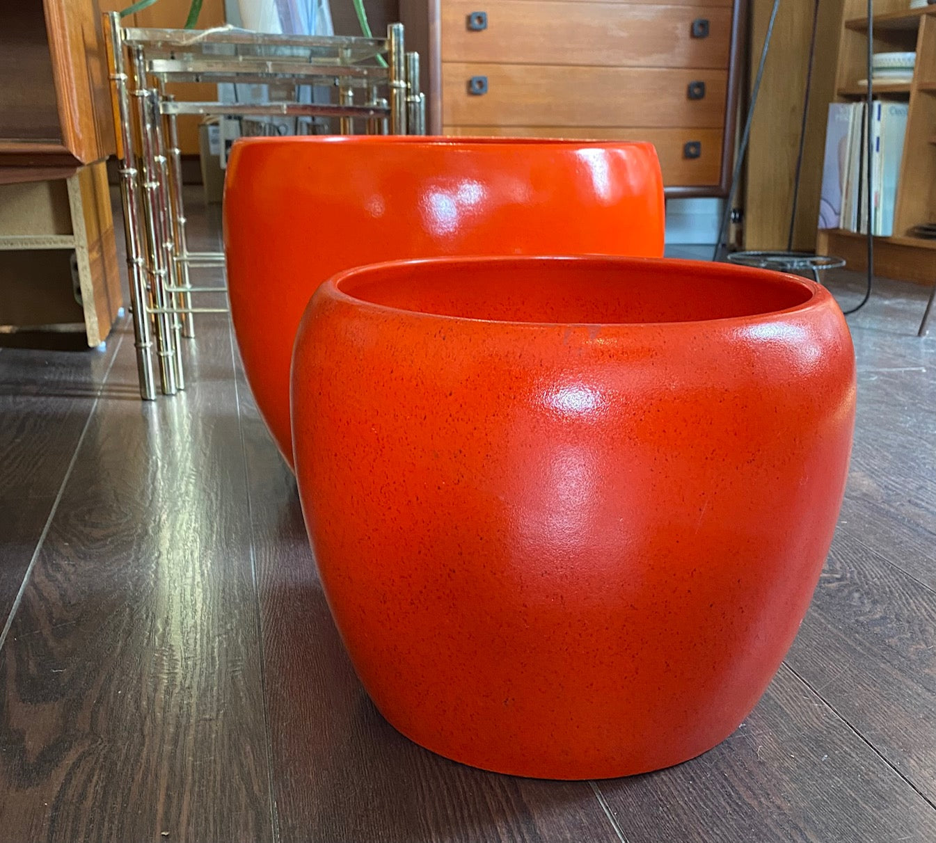 Dark Orange Red Gainey J-10 Planter- Cook Street Vintage