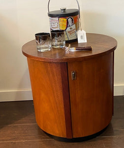 Round Mahogany Butler's Table with Cabinet- Cook Street Vintage