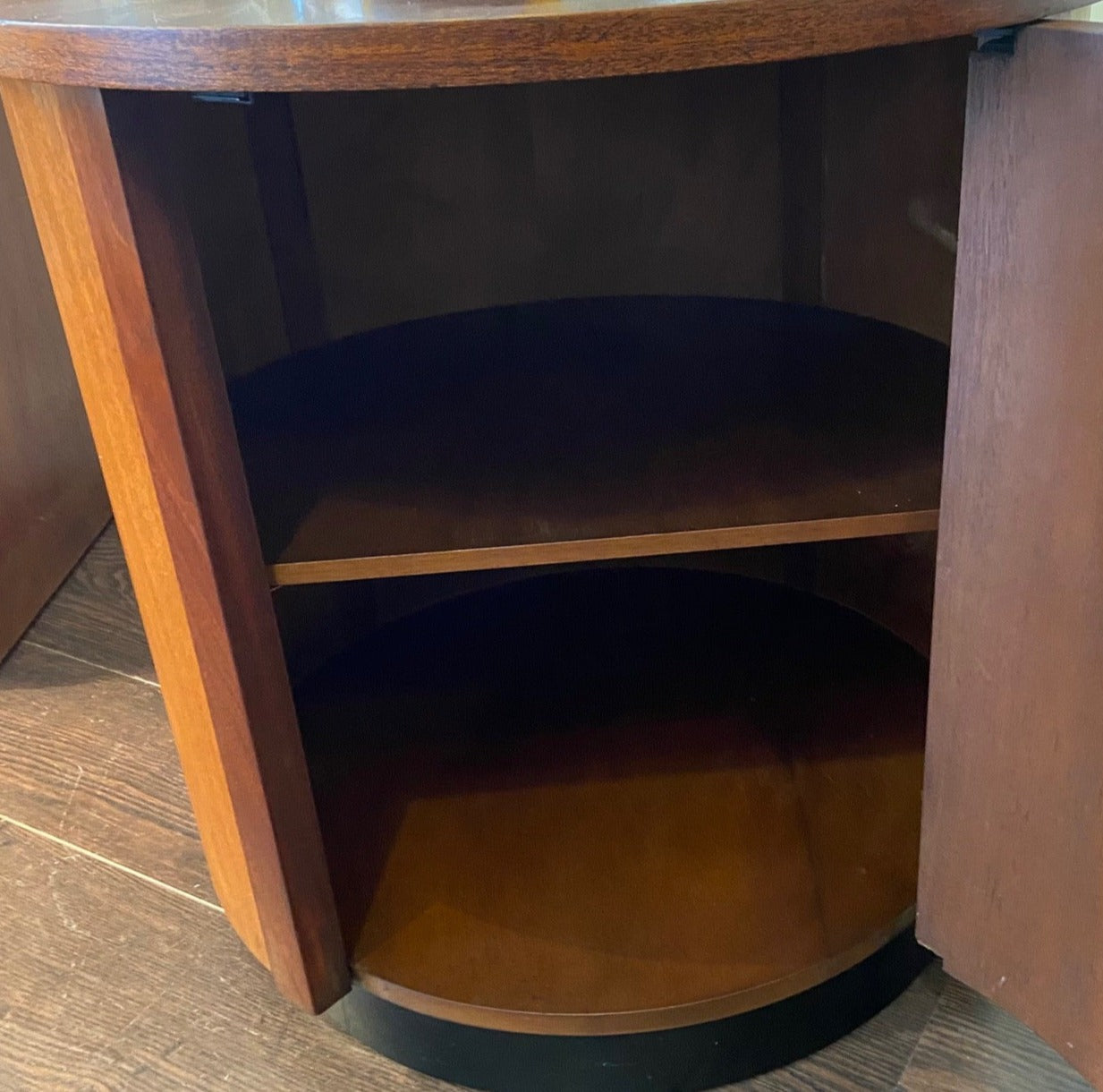 Round Mahogany Butler's Table with Cabinet- Cook Street Vintage