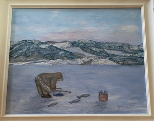 Vintage Ice Fishing Painting - Cook Street Vintage